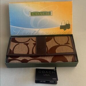 Coach Signature Brown and Tan Wallet five